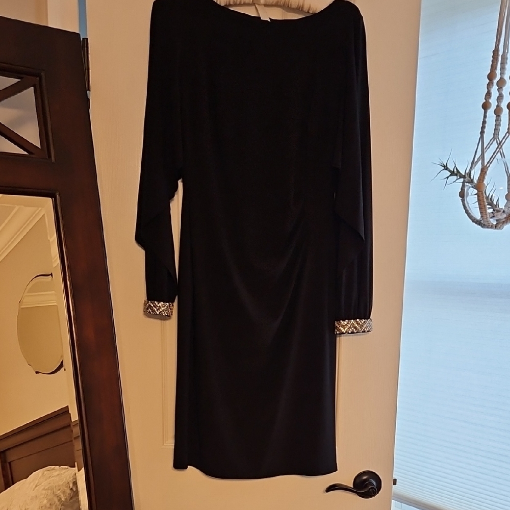 Ralph Lauren Black Dress with Embellished Cuffs
